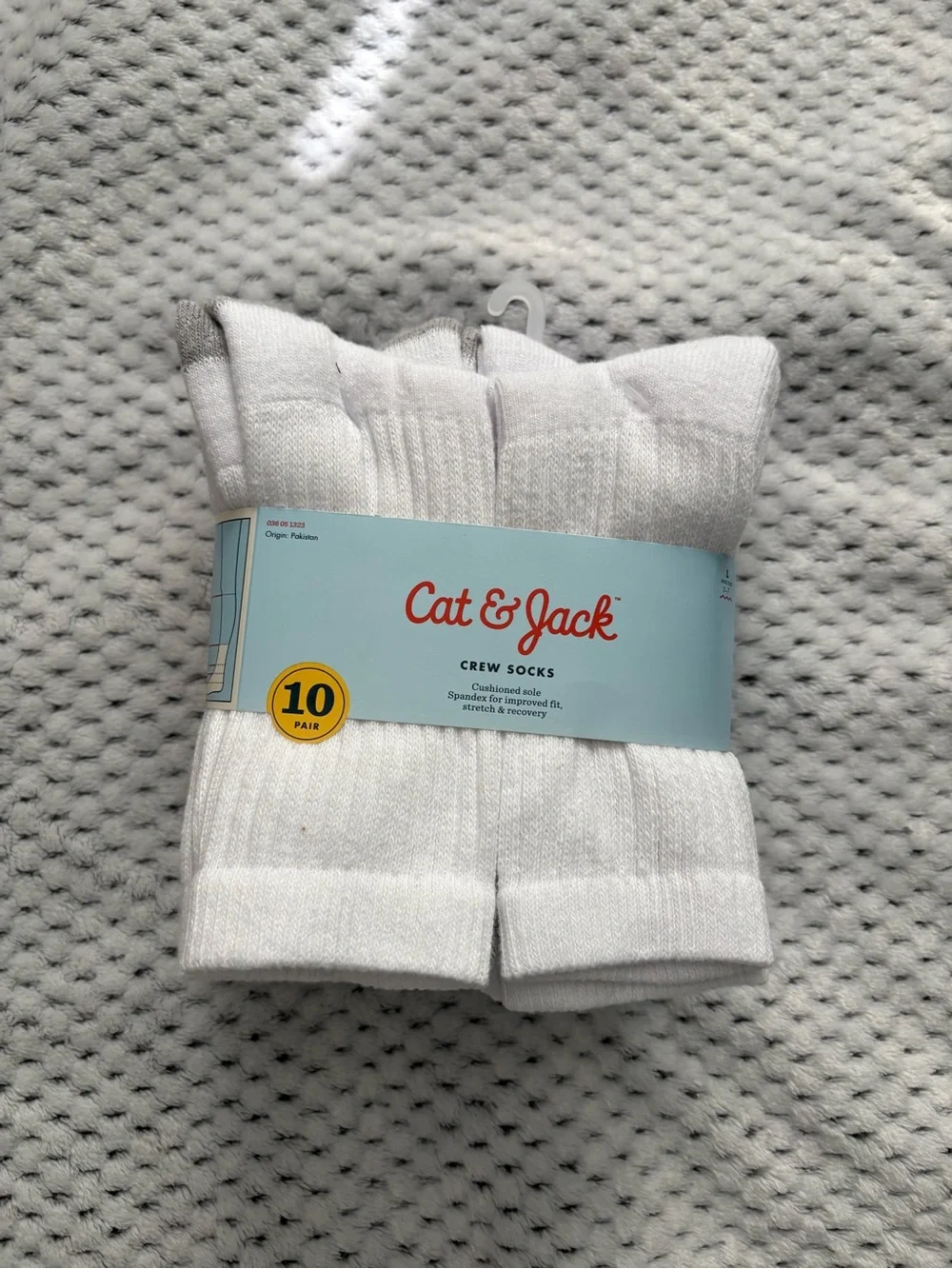 Cat & Jack Boy’s White Crew Socks - 10 Pair